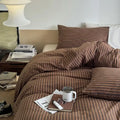 Duvet Cover Queen Size Brown Retro Stripes
