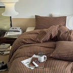 Duvet Cover Queen Size Brown Retro Stripes