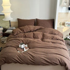 Duvet Cover Queen Size Brown Retro Stripes